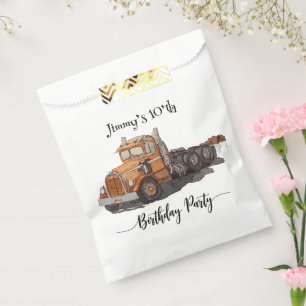 Boys Birthday Party Orange Semi Truck Favour Bag