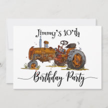 Boys birthday party with antique tractor design