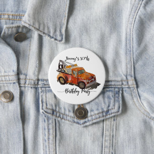 Boys Birthday Party with Wrecker 3 Inch Round Button