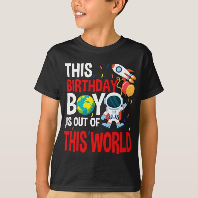 Boys Birthday Space Astronaut Themed Gift T-Shirt (Front)