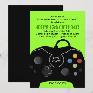 BOYS Birthday Video Game Station Party Invitation