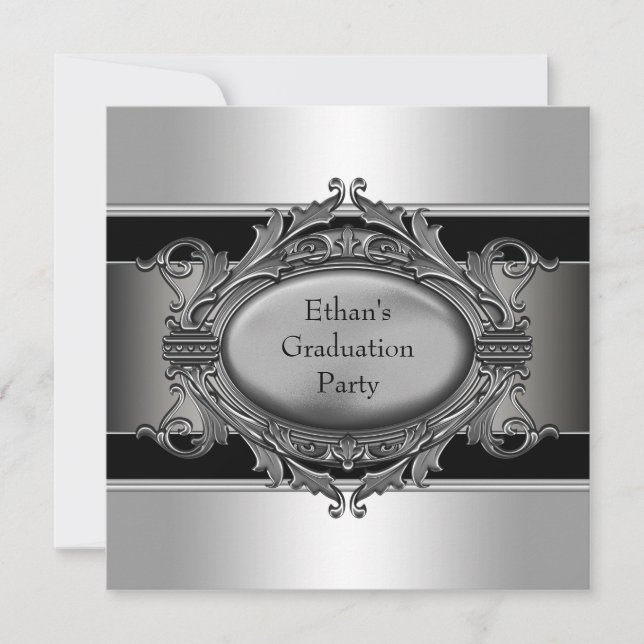 Boys Black Graduation Party Invitation (Front)