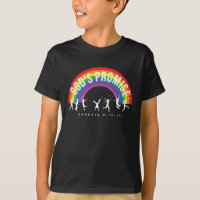 Boy's Black T-Shirt Rainbow God's Promise w/Kids