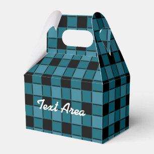 Boys Black & Teal Plaid Chequered Party Favour Box