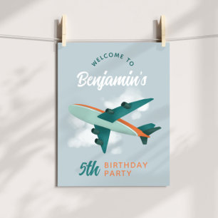 Boys Blue Avion Voyage Affiche de bienvenue d'anni
