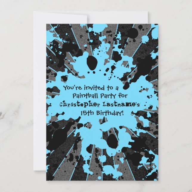 Boys blue birthday invitation (Front)