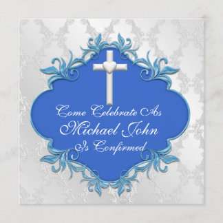 BOYS BLUE  COMMUNION Invitations Elegant Design