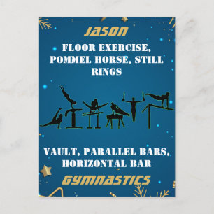 Boys Blue Gold Winter Gymnastics Personalized   Postcard