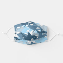 Boys Blue Masculine Shark Fish Ocean Pattern