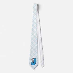 Boy's Blue Plaid Jackrabbit Monogram "J" Tie