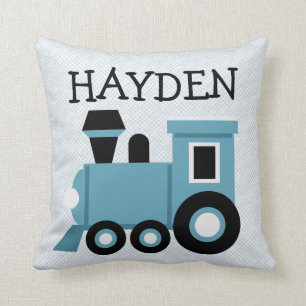 Boys Blue Train Pillow
