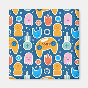 Boys Blue Video Game Controller Pattern Magnet