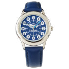 Boys blue white name wrist watch