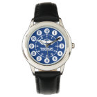 Boys blue white name wrist watch