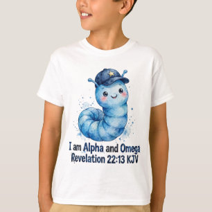Boys Blue Worm Shirt - I am Alpha and Omega