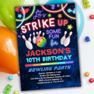 Boys Bowling Birthday Party Invitation