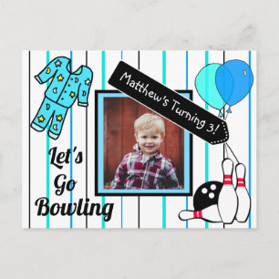 Boy's Bowling Theme Birthday Party Invitation