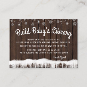 Boys Bring a Book Cards Rustic Wood Snowflake