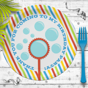 Boy's Bubble Party Birthday Paper Plate