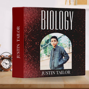 Boys Burgundy Biology Organizer Photo Name Design Binder