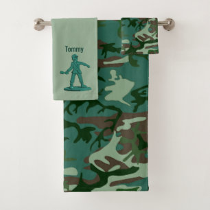 Boys camouflage Personalized Bath Towel Set