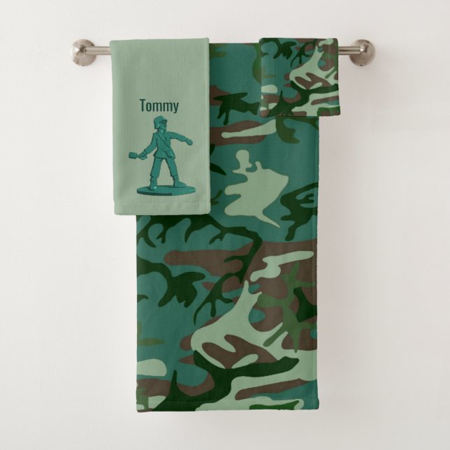 Boys camouflage Personalized Bath Towel Set (Insitu)