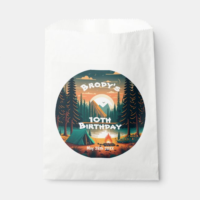 Boys camping Adventure Birthday Party Favour Bag (Front)