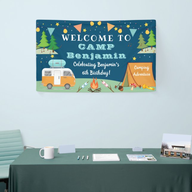 Boys Camping Birthday Camp Out Party Welcome Banner (Tradeshow)