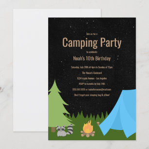 Boys Camping  Invitation à la fête d'anniversaire