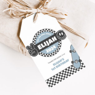 Boys' Chequered Skateboard Groovy Rad Birthday Gift Tags