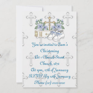 Boys Christening Shoes Invitation
