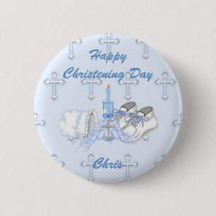 Boys Christening Wish 2 Inch Round Button