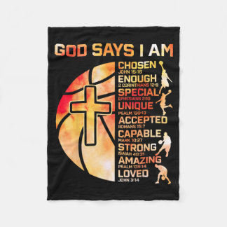 Boys Christian Basball God Says Religious Graphic Fleece Blanket