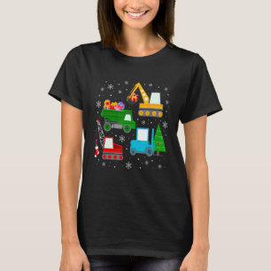 Boys Christmas  Kids Toddler Construction Vehicles T-Shirt