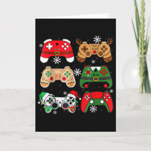 Boys Christmas Shirt Santa Elf Gaming Controllers Card