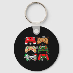Boys Christmas Shirt Santa Elf Gaming Controllers Keychain
