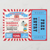 Boys Circus Ticket Birthday Party Invitation