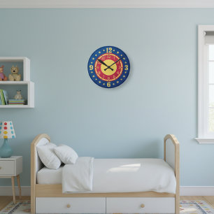 Boys Circus Wall Clock   Primary Colors Stars