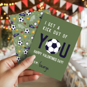 Boys Classroom Soccer Football Valentines Card