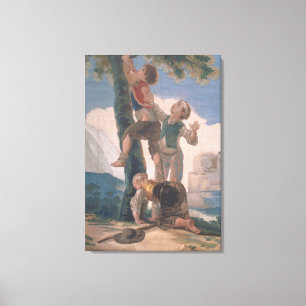 Boys Climbing a Tree Canvas Print