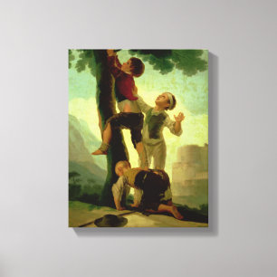 Boys Climbing a Tree, cartoon for a tapestry Canvas Print