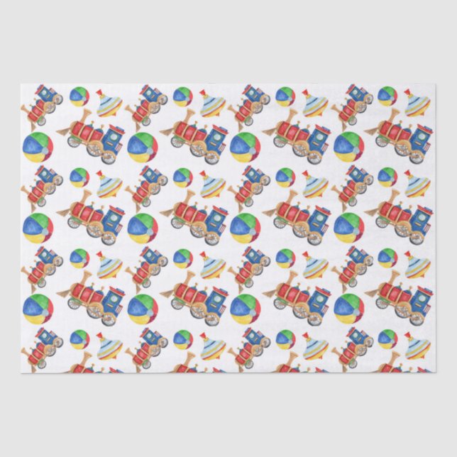 Boy's Colourful Toys Tissue Paper (Front)