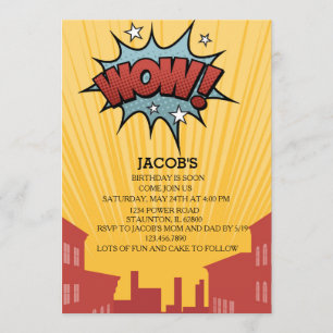 Boys Comic Book Invitation Anniversaire.