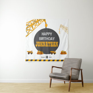 Boys Construction Birthday Card with Crane & Wreck Tapestry