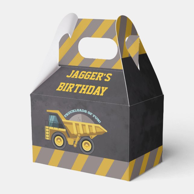 Boys Construction Theme Birthday Party Favour Box (Front Side)