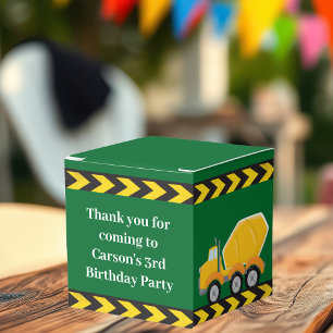 Boys Construction Truck Green Kids Birthday Party Favor Box