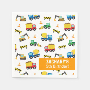 Boys Construction Vehicles Pattern Birthday Party Napkin