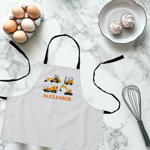 Boys Construction Vehicles Personalised Apron