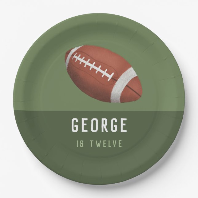 Boys Cool American Football Kids Birthday Paper Plate (Front)