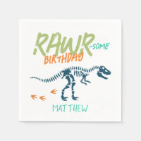 Boys Cool Blue Dinosaur Dig Kids Birthday